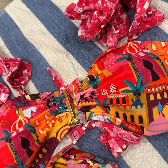 Pink and Blue Bikini with Playful Bow Details - Picture 5 of 7